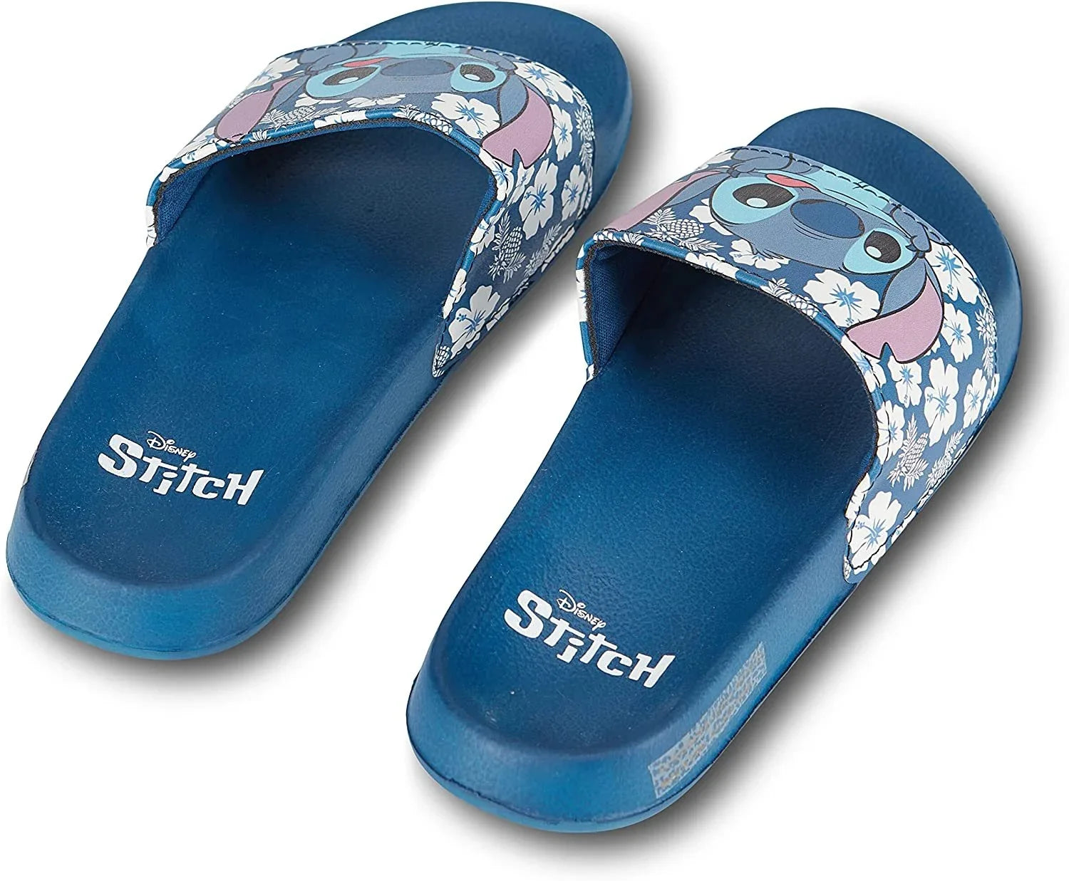 Disney Ladies Lilo and Stitch Slides, Printed Stitch Slip-On Sandals for Women Blue - 8