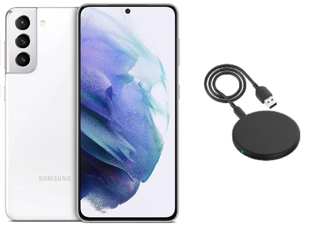Refurbished Galaxy S21 5G G991U (Fully Unlocked) 128GB Phantom White w/ Wireless Charger