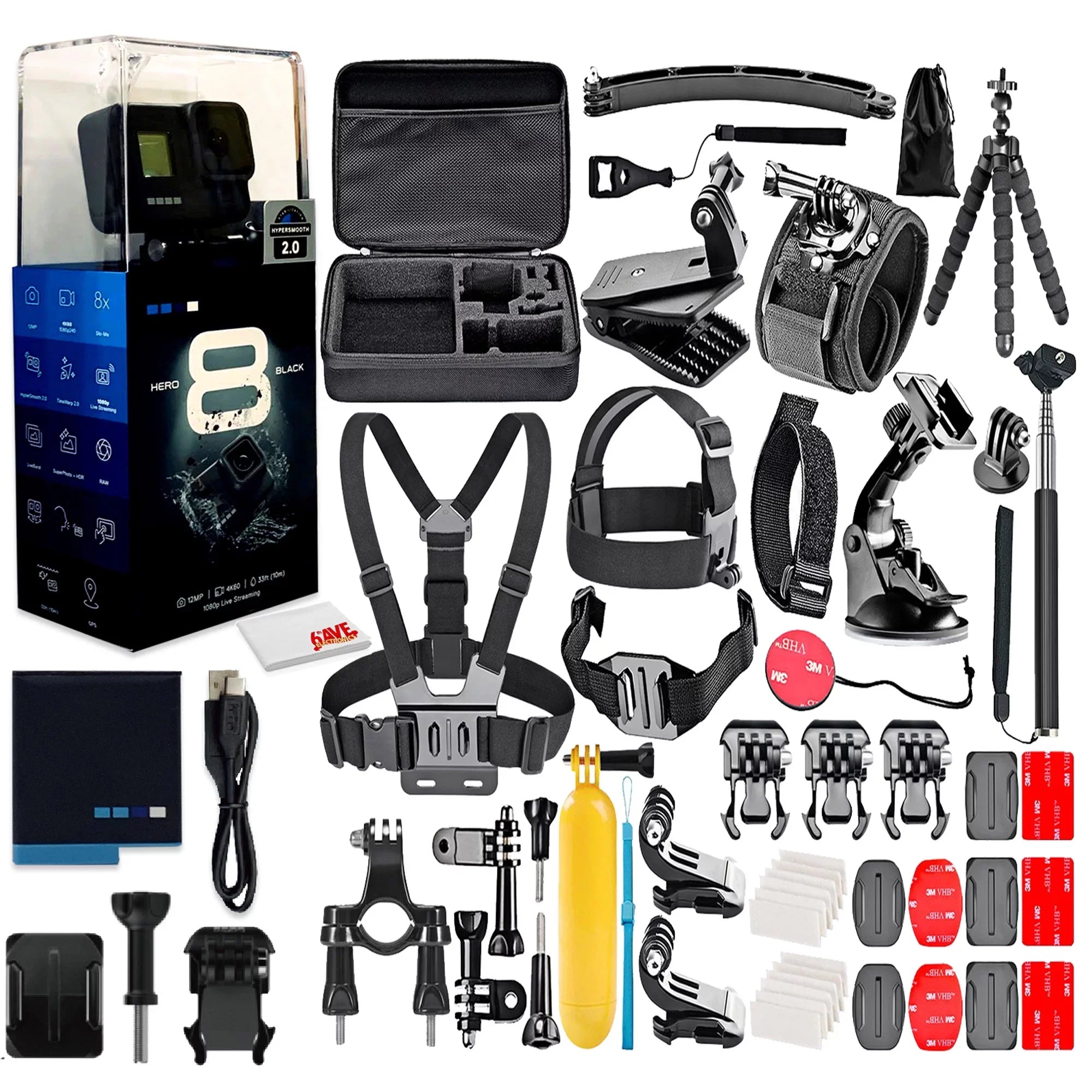 Restored GoPro HERO8 Black Digital Action Camera - Liquid Touch Monitor 4K UHD Video, 12MP Photos, Live Streaming, Stabilization - with 50 Piece Accessory Kit - All You Need Bundle (Refurbished)