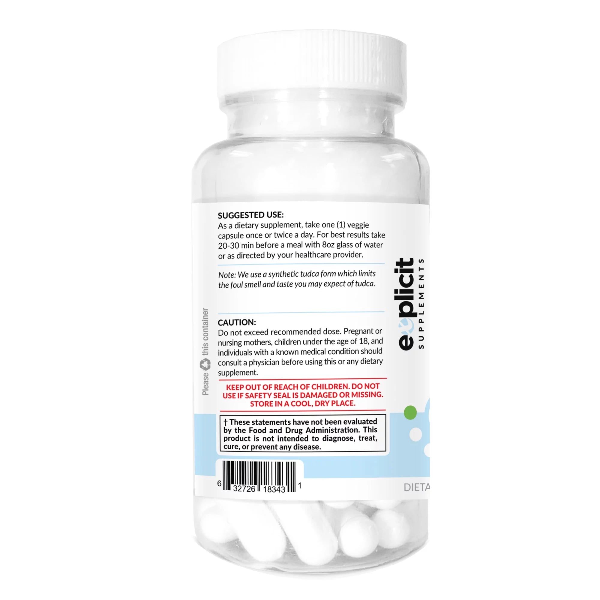 TUDCA (Tauroursodeoxycholic Acid) - 500mg - 60 Capsules - Pure Liver Support & Health
