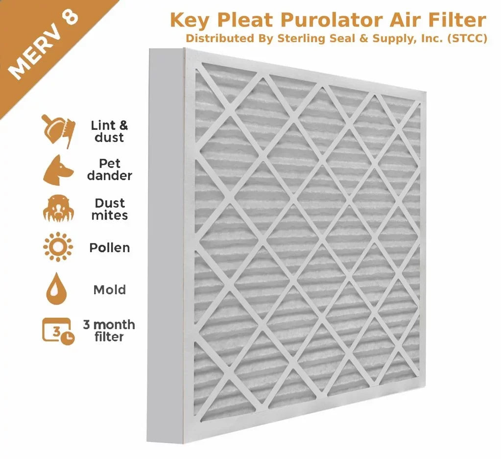 20x20x2 Purolator / Air Guard Pleated Air Filter - MERV 8 (6 Pack)