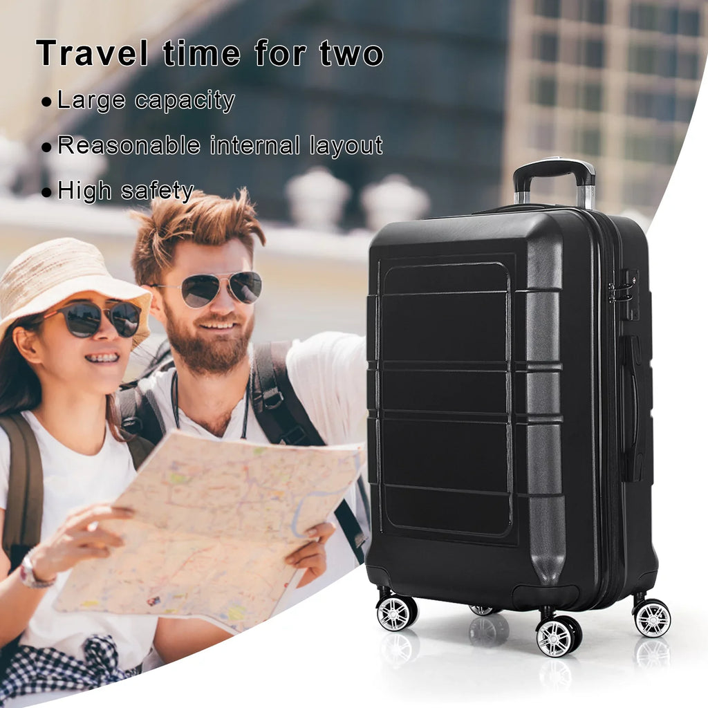 AEDILYS 3 Pcs Hardside Luggage Set, with TSA Lock and 20"/24"/28" Luggage Bags, Black