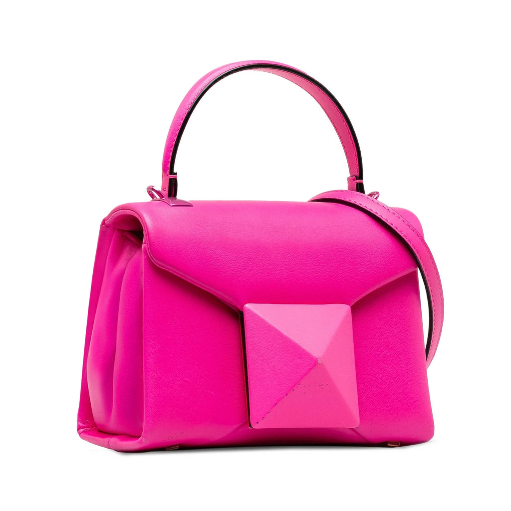 Pre-Owned Authenticated Valentino Mini One Stud Satchel Calf Leather Pink Unisex (Good)