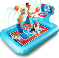 Splash Pool Pad With Sprinkler System, Hoop And 2 Inflatable Basketballs - Splash Pad For Kids - Kids Summer Toys And Liquid 82-inch.