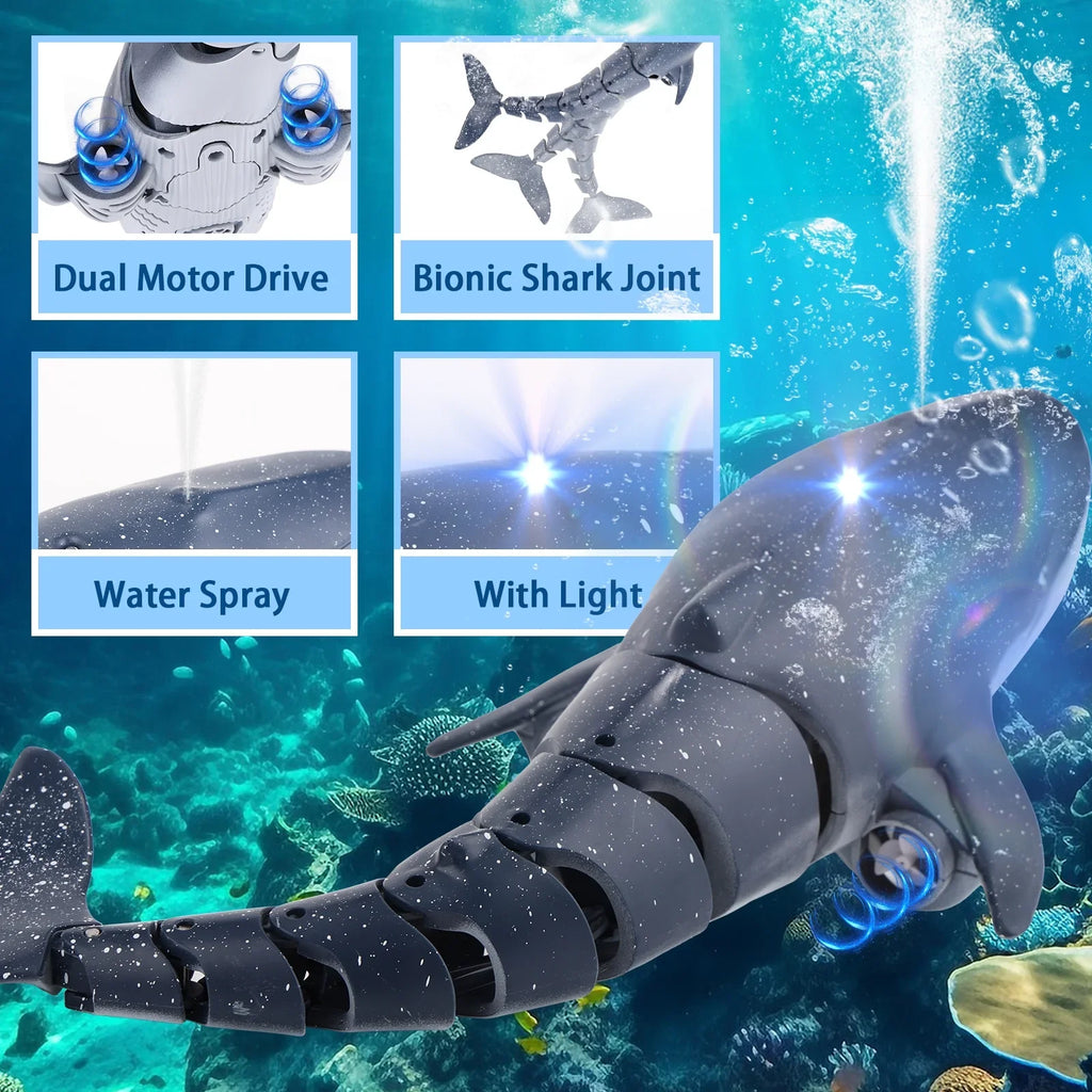 Ant Class Remote Control Whale Toys, RC Shark Spray Liquid Boat Toy for Boys Girls, Swimming Pool Toys, RC Boat for Kids, Diving Toys for Pool