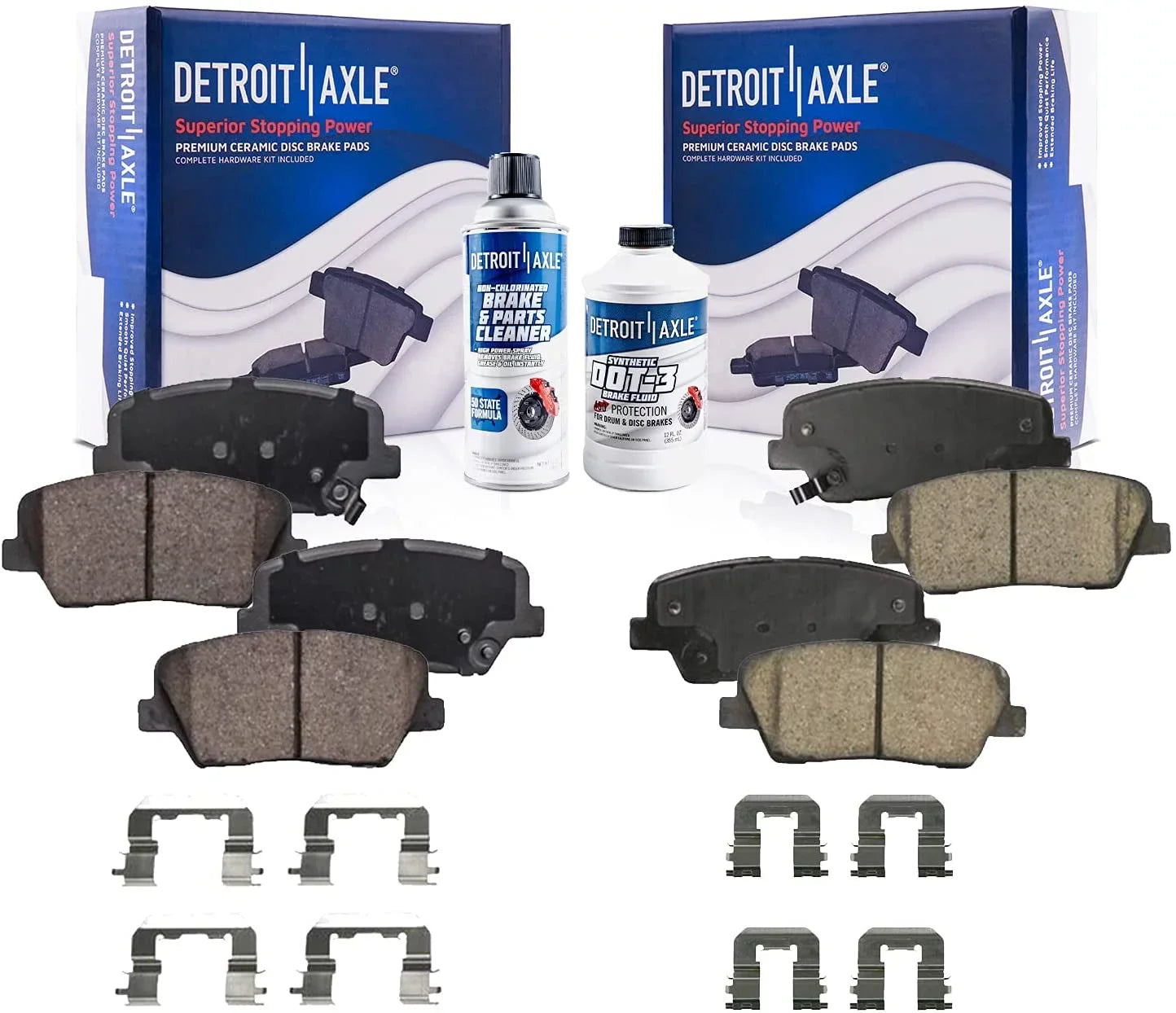 Detroit Axle - Brake Pads for 2010-2012 Hyundai Santa Fe, 11-14 Kia Sorento, 4 Front and Rear Ceramic Brake Pads 2010 2011 2012 2013 2014 Replacement