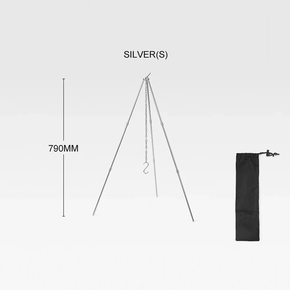 Arealer Detachable Campfire Tripod Bonfire Rack Portable Aluminum Alloy Hung Pot Stand Folding Bracket for Camping Picnic BBQ
