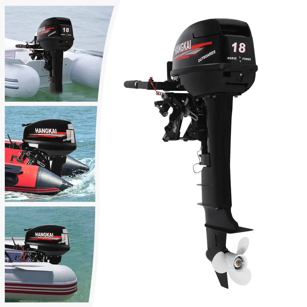 Wuzstar Outboard Motor, 2 Stroke 18 246cc Long Shaft Boat Engine Aluminum Alloy Fishing Boat Motor w/CDI Liquid Cooling System