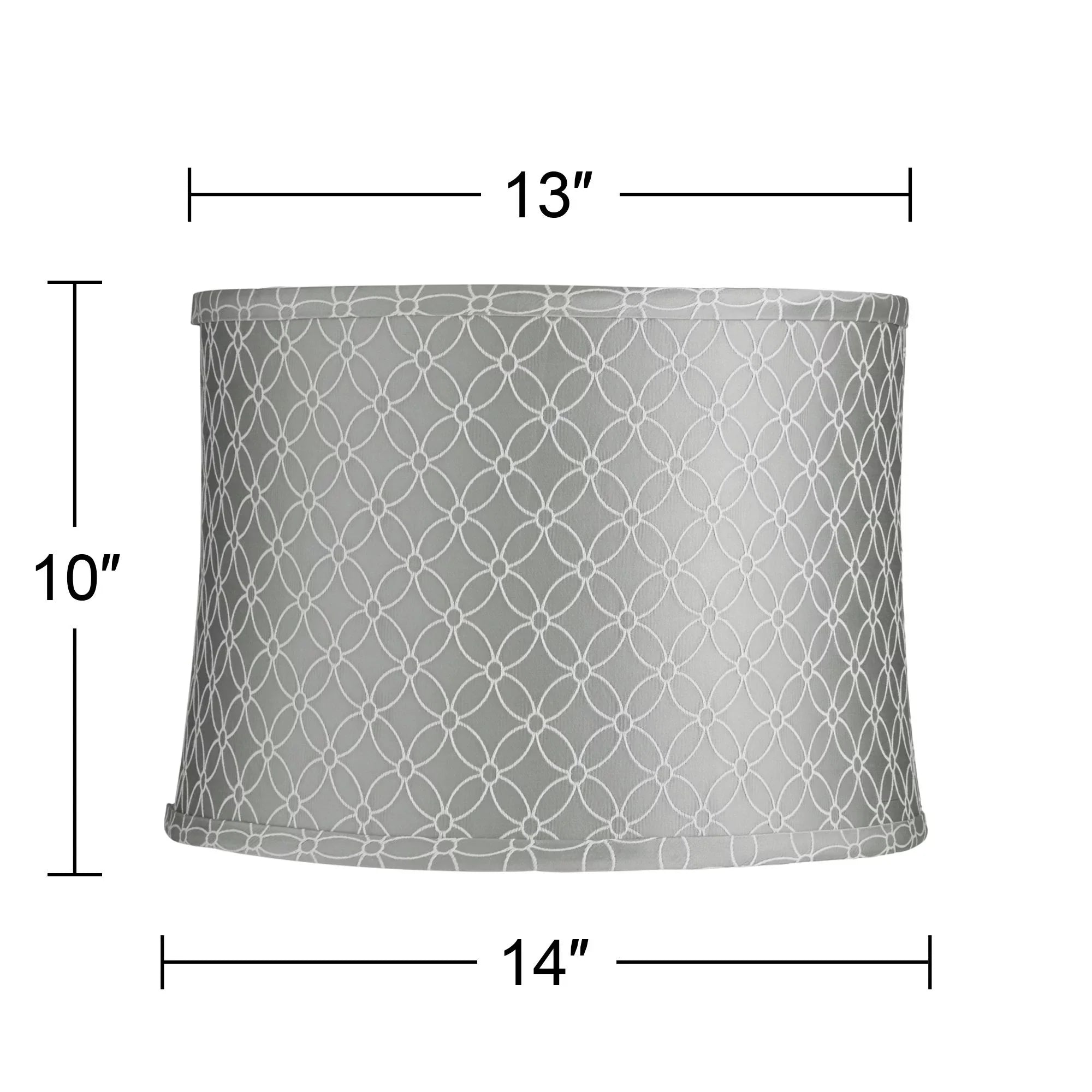 Springcrest Set of 2 Drum Print Lamp Shades White Gray Medium 13" Top x 14" Bottom x 10" High Spider with Harp and Finial Fitting