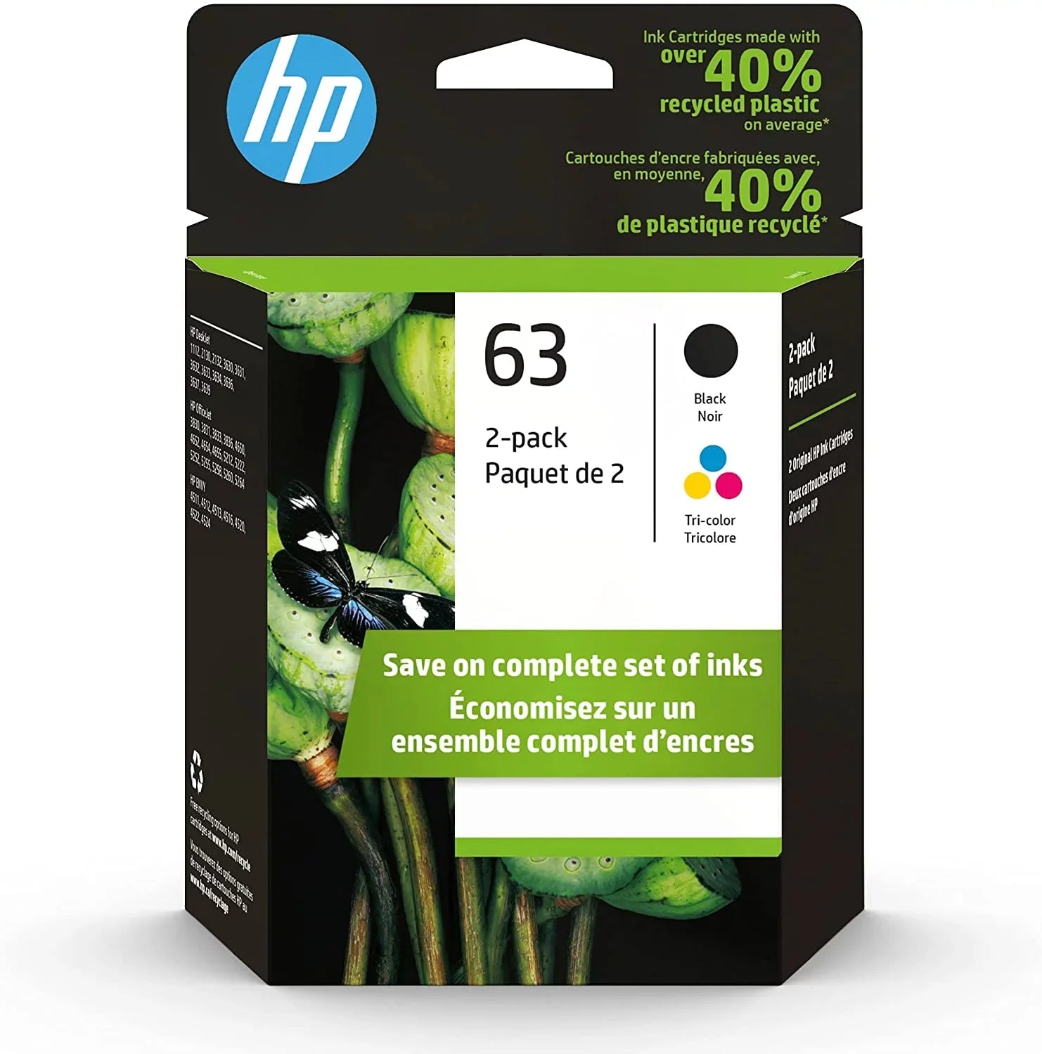 63 Black and Color Ink Cartridges (‎L0R46AN#140) Combo