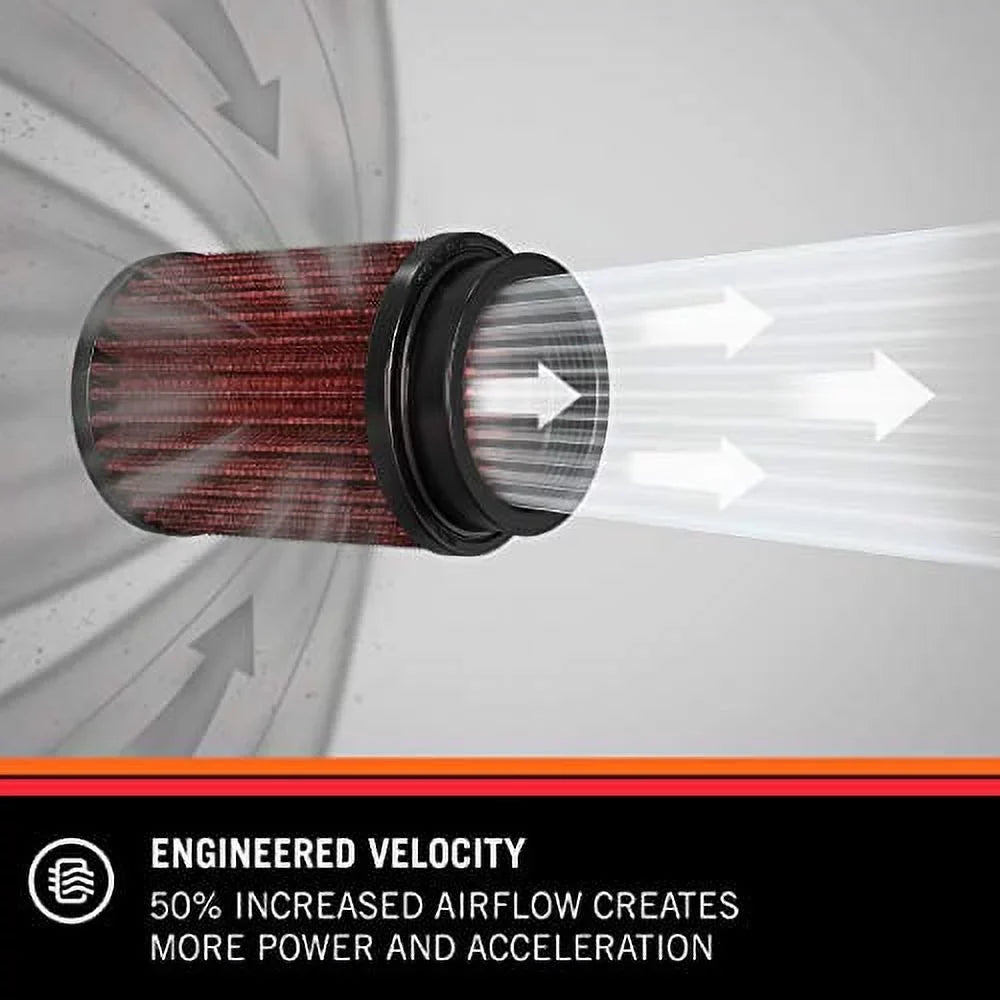 K&N Universal Clamp-On Engine Air Filter: Washable and Reusable: Round Tapered; 4 in (102 mm) Flange ID; 7 in (178 mm) Height; 5.375 in (137 mm) Base; 4.375 in (111 mm) Top , RU-2590