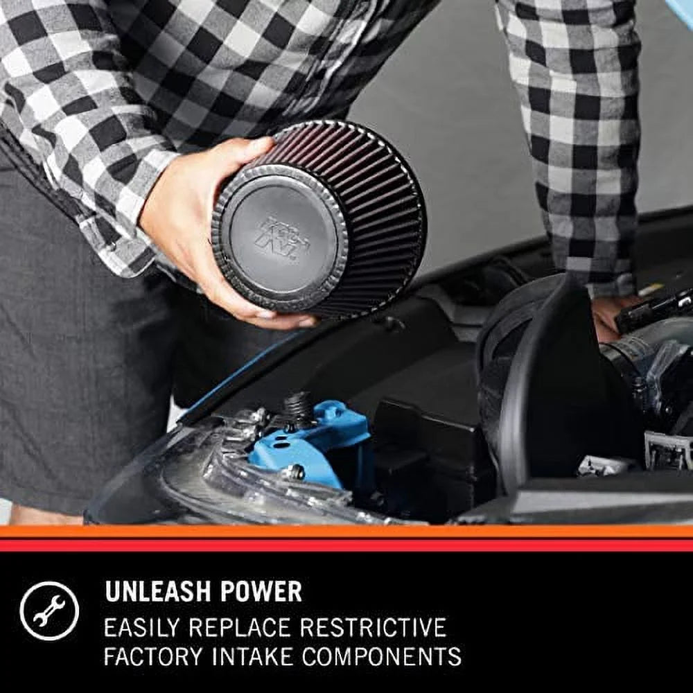 K&N Universal Clamp-On Engine Air Filter: Washable and Reusable: Round Tapered; 4 in (102 mm) Flange ID; 7 in (178 mm) Height; 5.375 in (137 mm) Base; 4.375 in (111 mm) Top , RU-2590