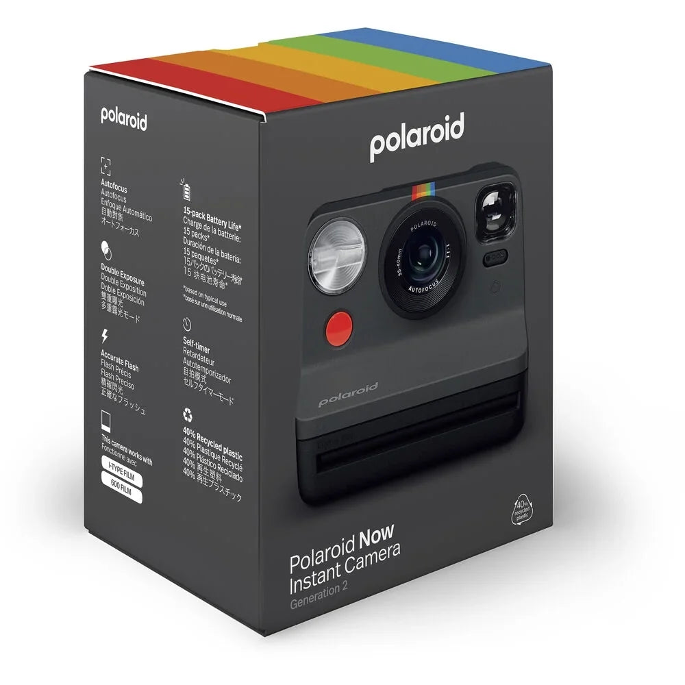Polaroid Now 2nd Generation I-Type Instant Film Camera (Black) + Polar