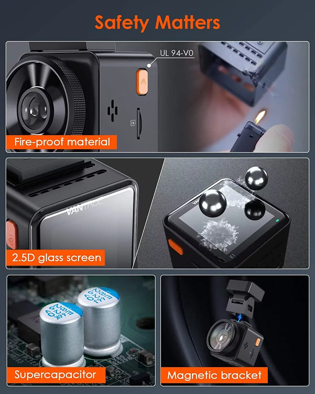 Vantrue E1 2.5K WiFi Mini Dash Cam with GPS and Speed, Voice Control Front Car Dash Camera, 24 Hours Parking Mode, Night Vision, Buffered Motion Detection, APP, Wireless Controller, Support 512GB Max