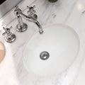 MEJE 17"x14" Oval Shape Undermount Bathroom Vessel Sink , Ceramic White Sink Glossy Finished