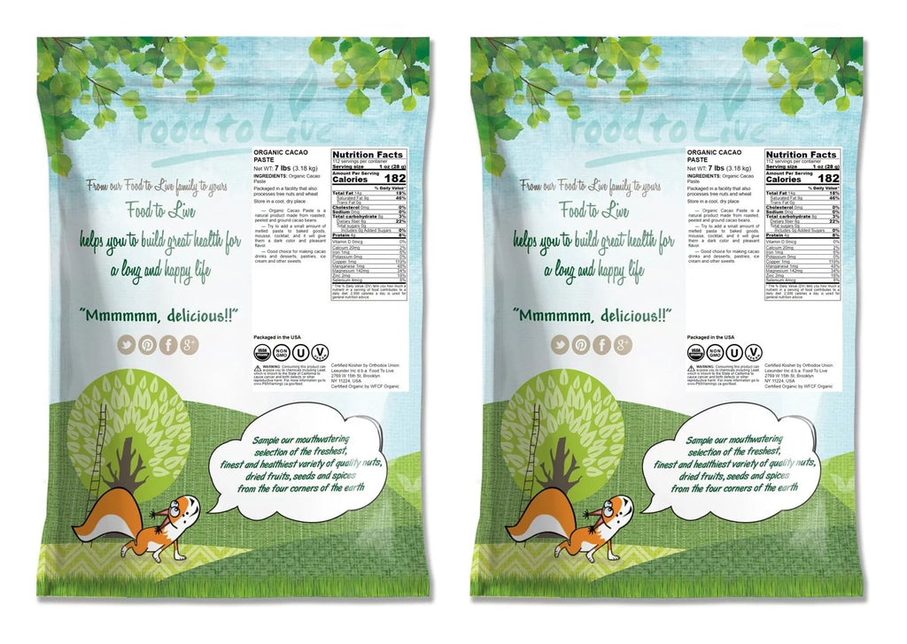 Organic Cacao Paste, 14 Pounds — Non-GMO, Kosher, Raw, Vegan — by Food to Live