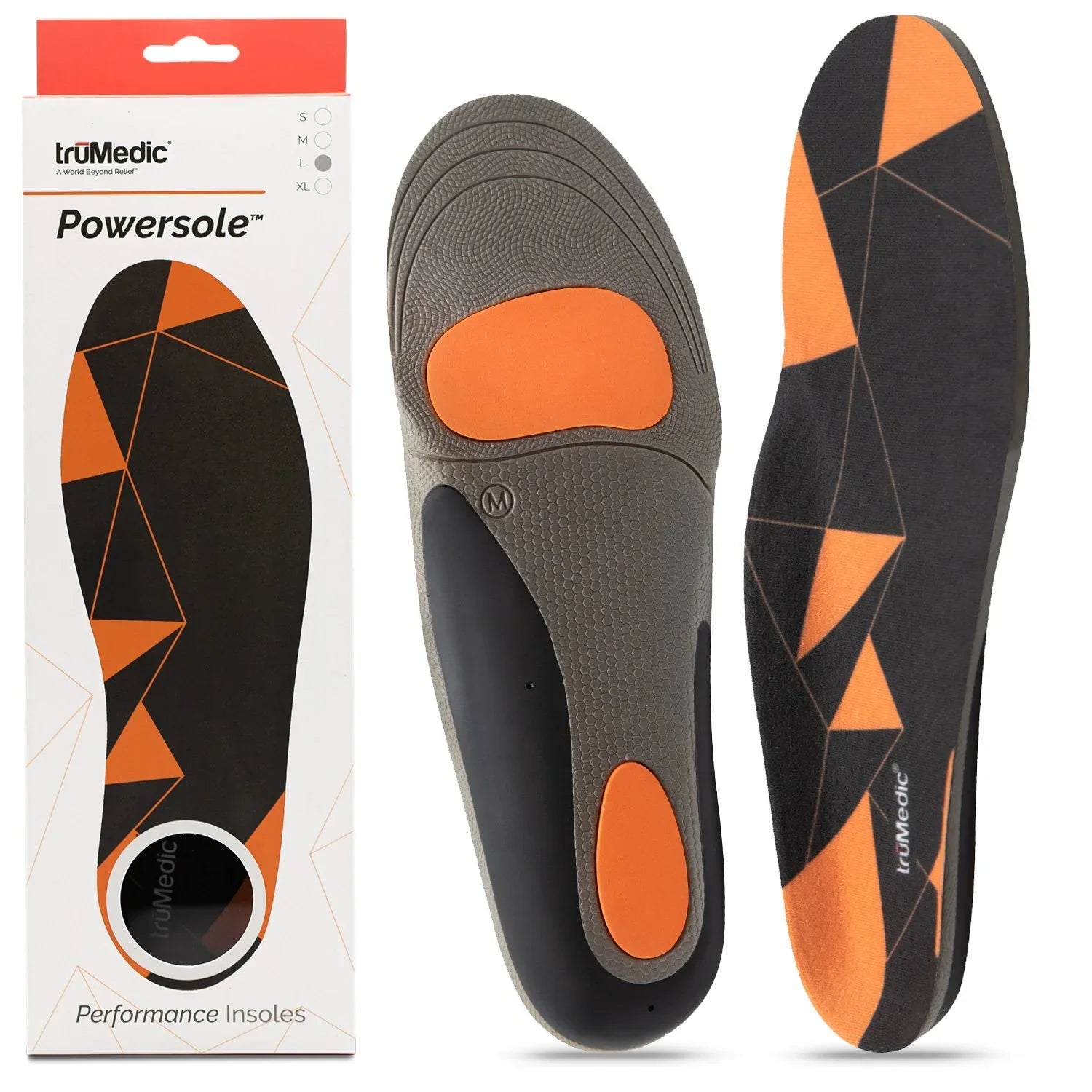 Shoe Inserts for Women and Men, Plantar Fasciitis Insoles for Standing All Day, Orthotic Sole Inserts for Work Boots, Sneakers to Support and Comfort Your Feet - Powersole by truMedic Medium