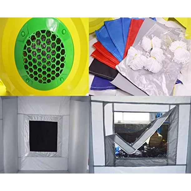 INTBUYING Inflatable Spray Painting Booth Car Paint Portable Cabin with 2 Blowers Tent External 19.6*9.8*8.2ft