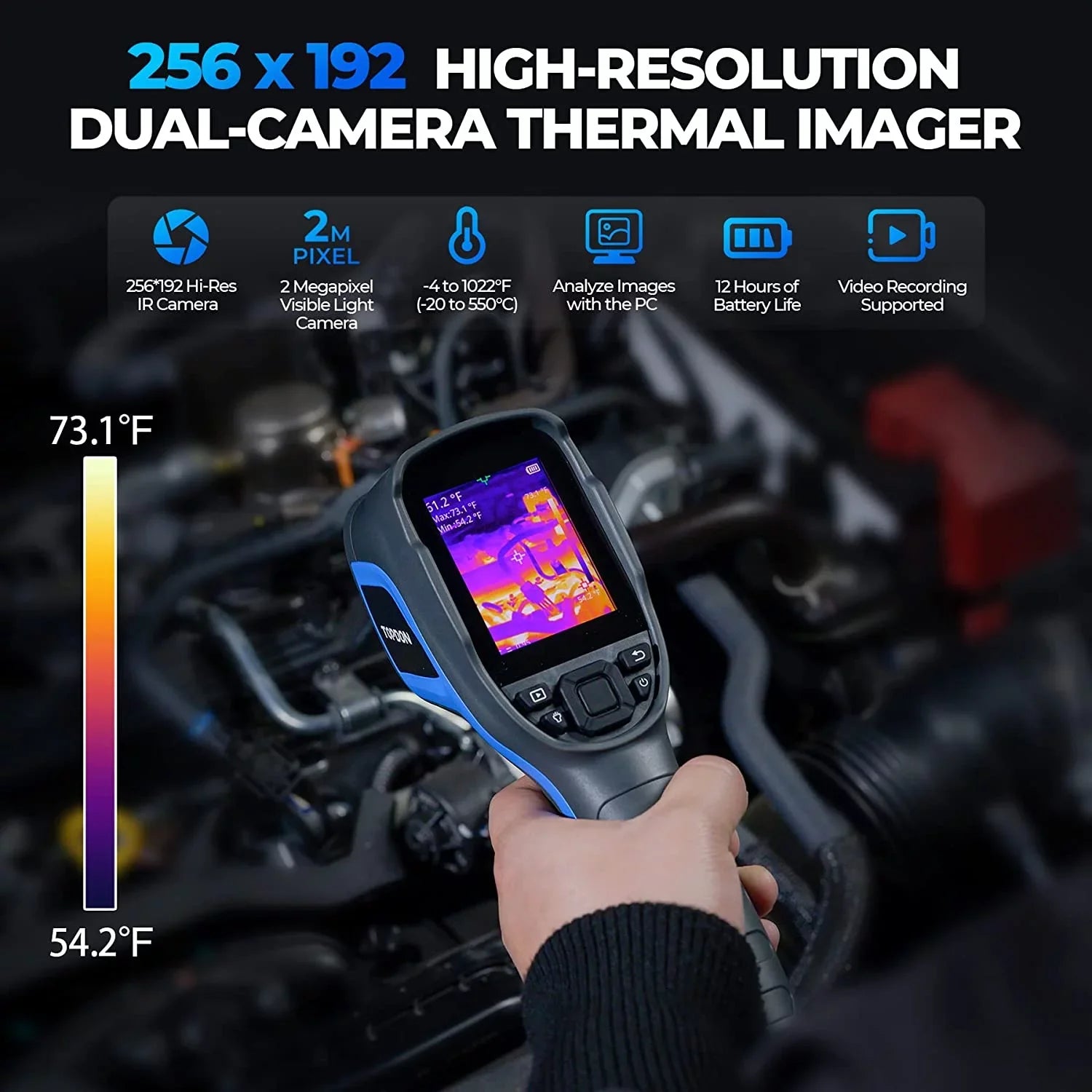 Thermal Imaging Camera TOPDON TC005 256 x 192 IR High Resolution Dual-Camera -4°F~1022°F Handheld Infrared Thermal Imager