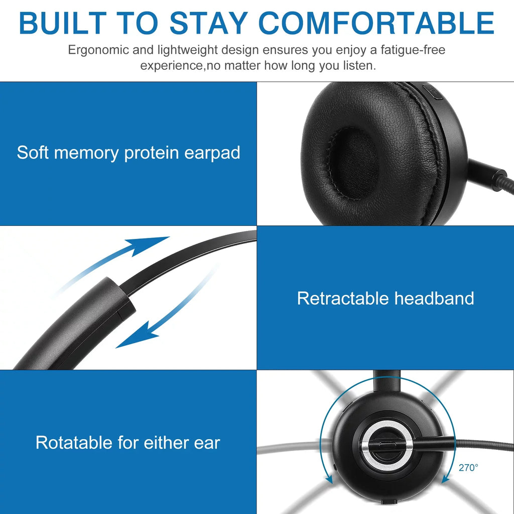 Comfortable Bluetooth Headset, UX-M97 Wireless Headset with Microphone, Wireless Cell Phone Headset with Noise Isolation Mic Charging Base Mute Function for Z5 With Charging Dock