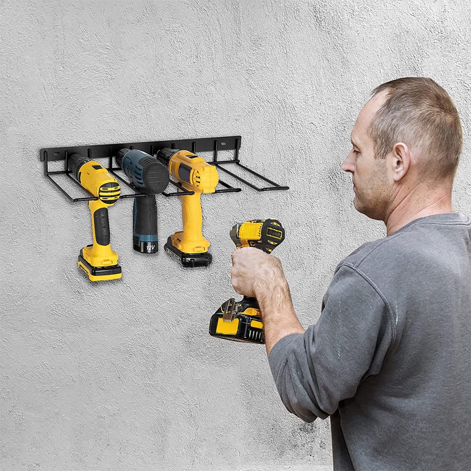 1-Layer 4-Slot Tool Shelf Tool Organizer Power Tool Storage Organizer Rack Wall Mount Tool Holder For Cordless Drill And Power Tools Storage Hanger Garage Storage & Organization For Electric