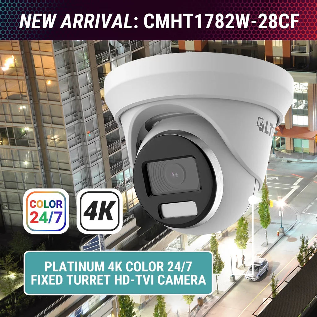 LTS CMHT1782W-28CF HD-TVI 8MP/4K 247 Full Color 2.8mm WDR 131ft LED Turret Camera LTCMHT1782W-28CF