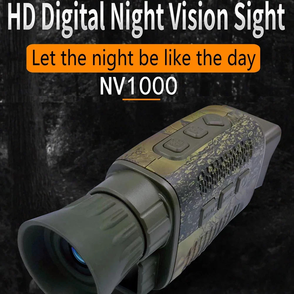 Carevas NV1000 Outdoor Night Vision Device, Infrared Optical Night Vision Monocular Device 9 Languages 5X Digital Zoom Photo Video Playback 200M Full Dark Viewing Distance for Outdoor Hunt Boating