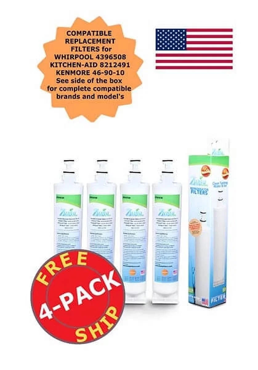 ZUMA Brand , Fluid and Ice Filter , Model # OPFW-RF300 , Compatible with Whirlpool® 4392857 - 4 Pack - Made in U.S.A.