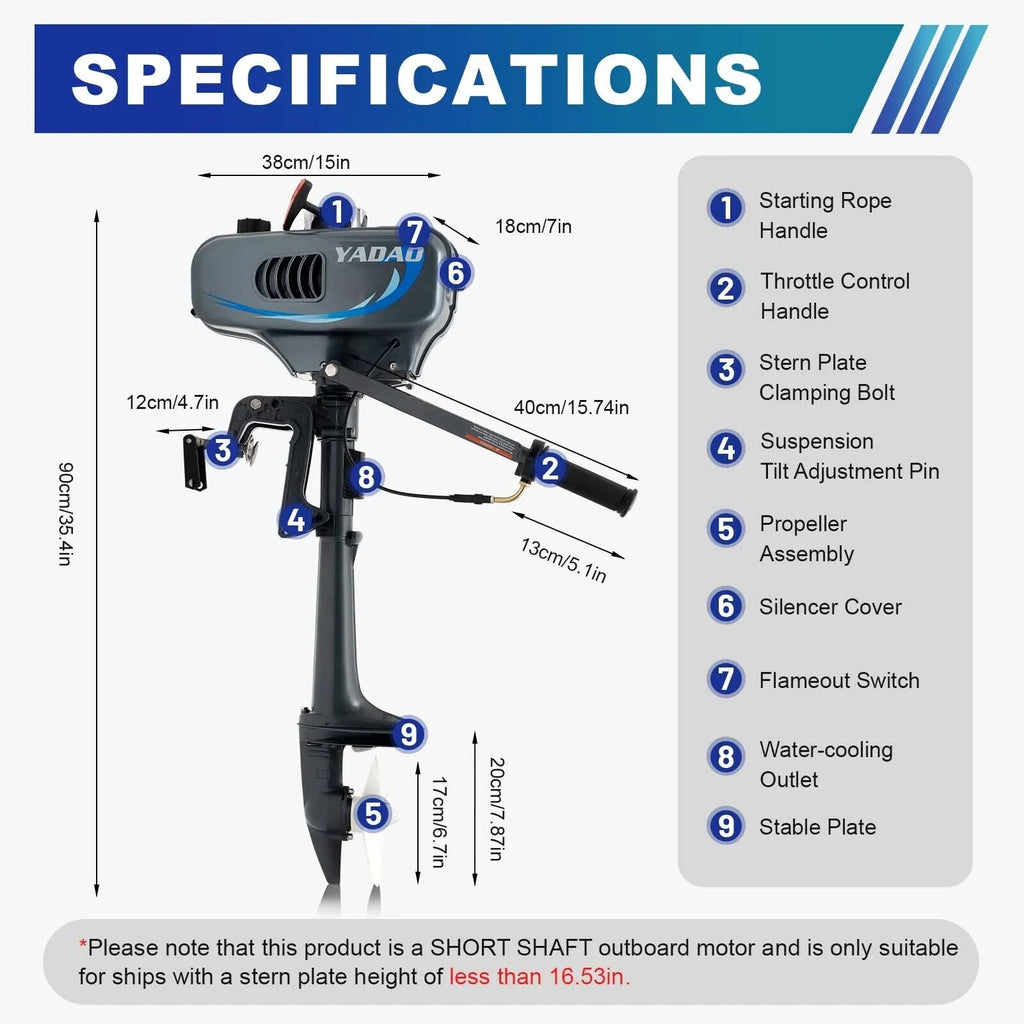 Heavy Duty 3.5HP 2 Stroke Outboard Engine Motor Boat Engine Fluid Cooling System