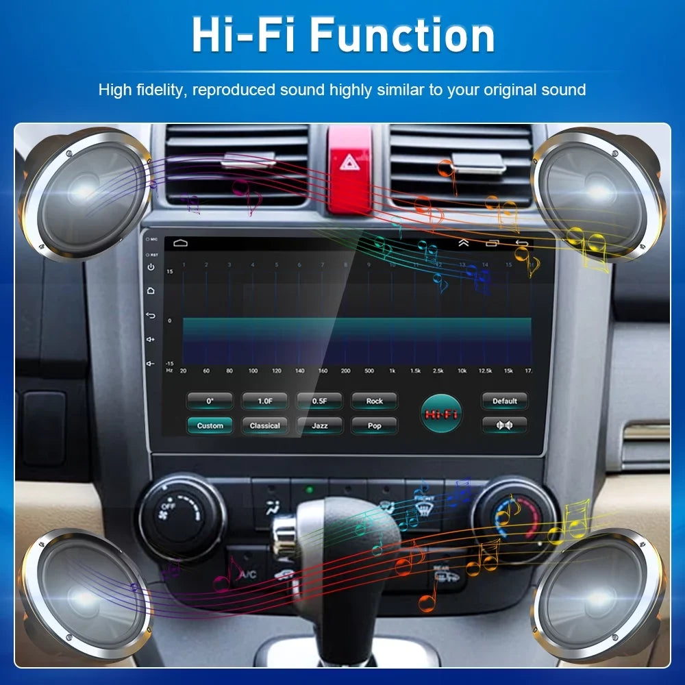 For Honda CRV 2007-2011 9'' Monitor Car Stereo Radio Player Wireless Carplay Android Auto Mirror Link HD 1080P Android 12 Bluetooth WIFI GPS FM USB Hifi, AHD Backup Camera