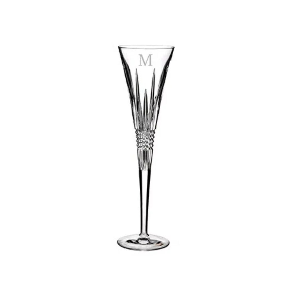 Fluid Lismore Diamond Block Letter Monogram Toasting Flutes Set of 2