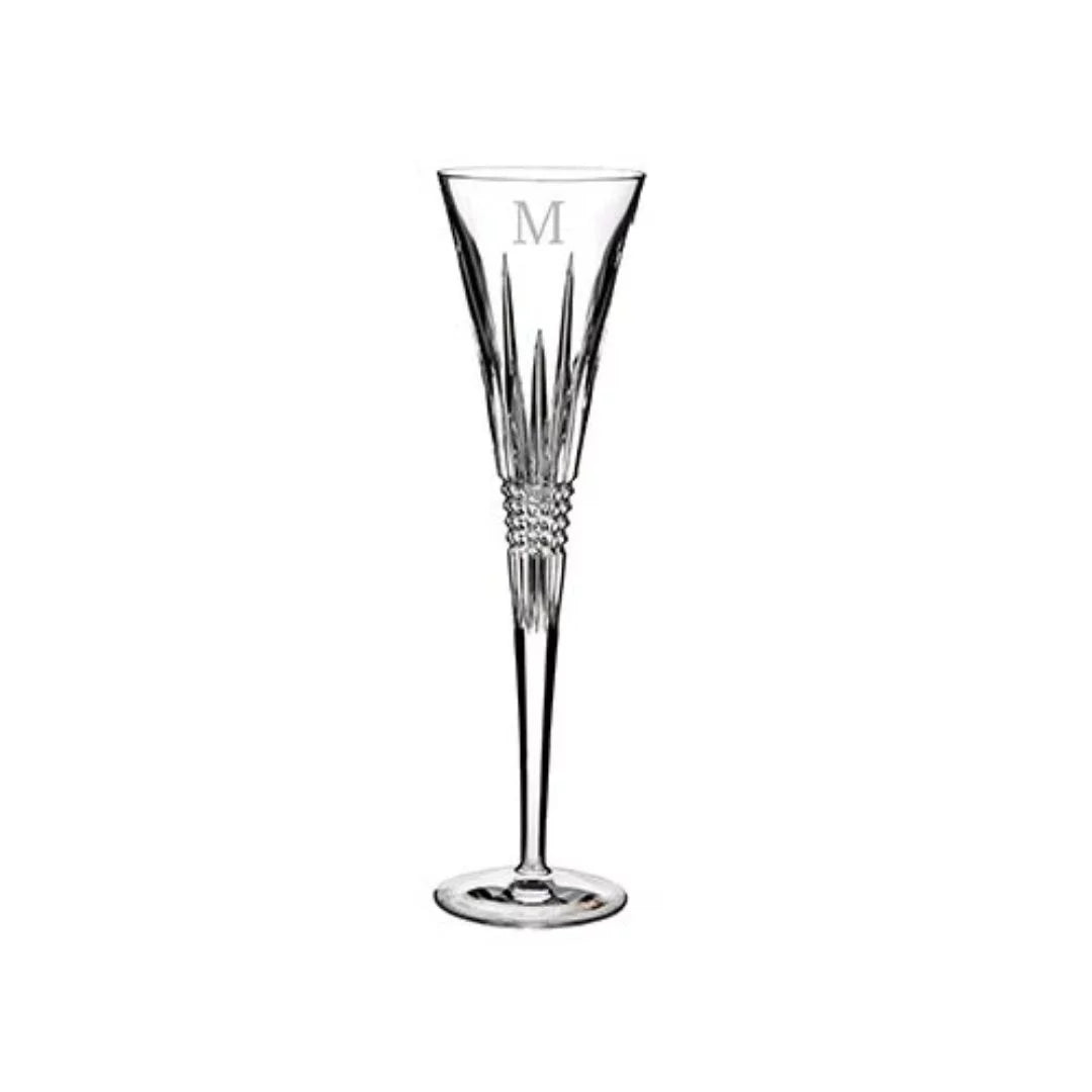 Fluid Lismore Diamond Block Letter Monogram Toasting Flutes Set of 2