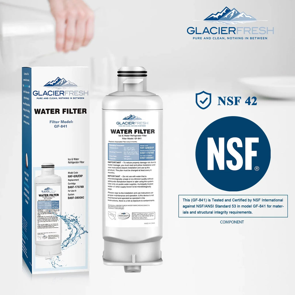 GLACIER FRESH DA97-17376B HAF-QIN Refrigerator Filtered Fluid Filter Replacement for HAF-QIN/EXP, DA97-08006C, RF23M8070SG, RF23M8070SR, RF23M8090SG, RF23M8090SR (6Pack)