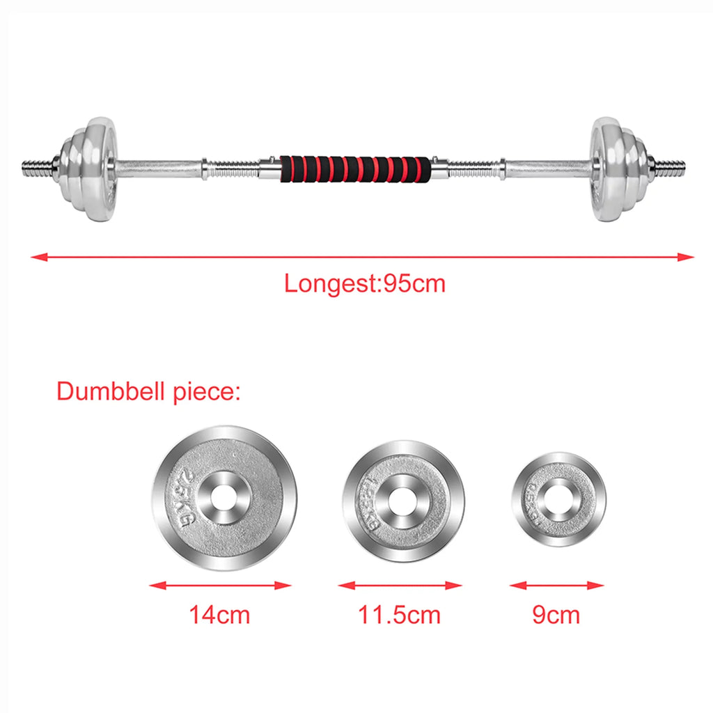 30KG Adjustable Dumbbell Bar Set Weights for Weight Lifting Fitness Training Bodybuilding