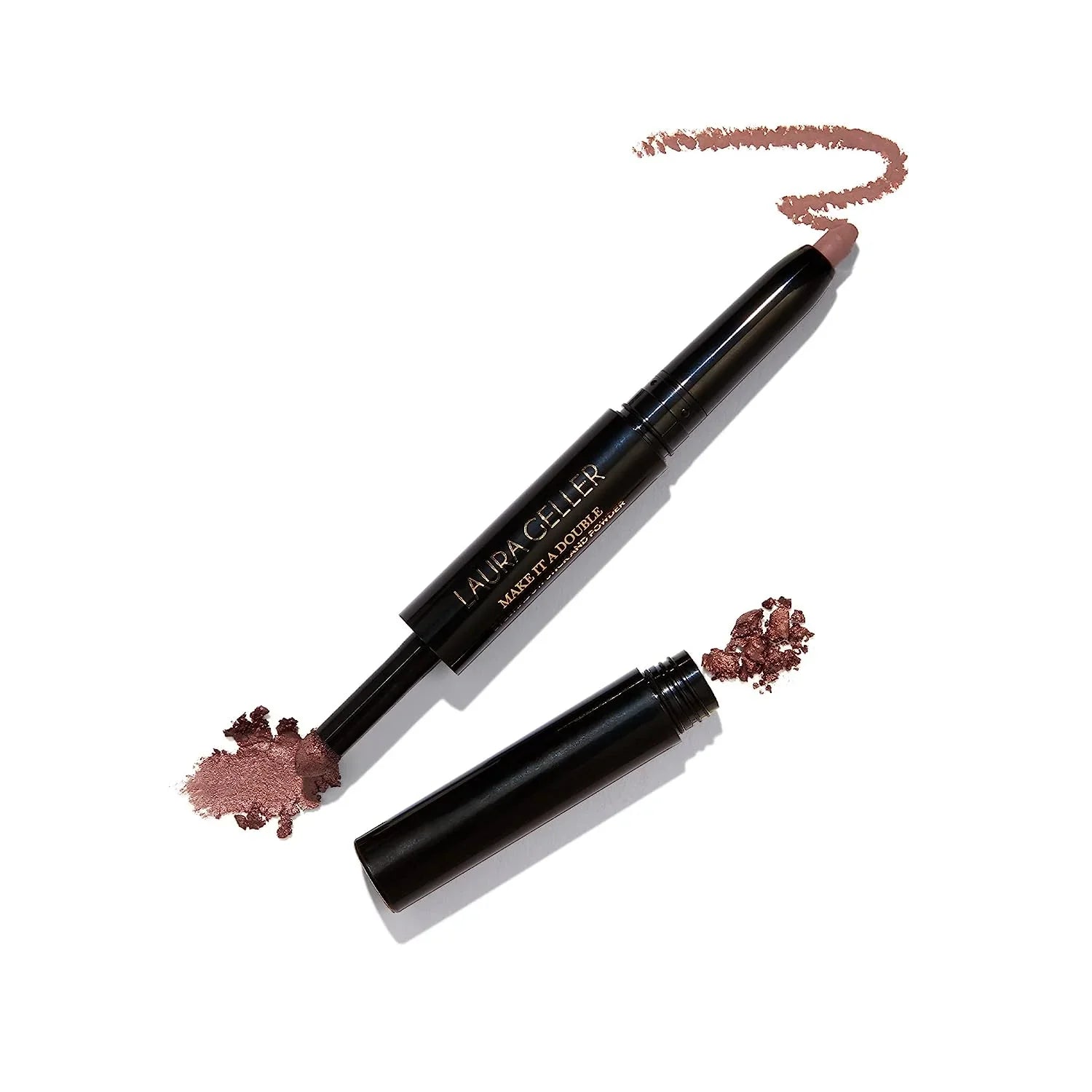 LAURA GELLER NEW YORK Make It A Double Dual-Ended Eyeshadow - Rosé - Cream Eyeshadow Stick + Matching Powder Eyeshadow - Crease-Proof and Smudge-Proof