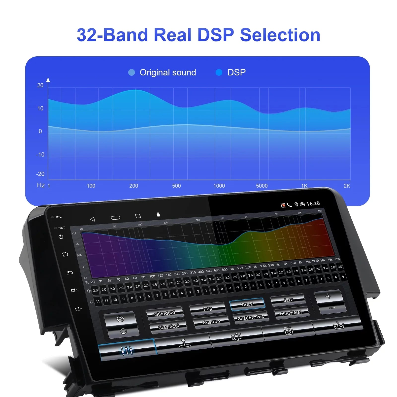 6+128G Android 12 Double Din Car Stereo for Honda Civic 2016-2020 with 9 Inch Display Radio Built-in Wireless Carplay/Android Auto AUX-in SWC Backup Camera