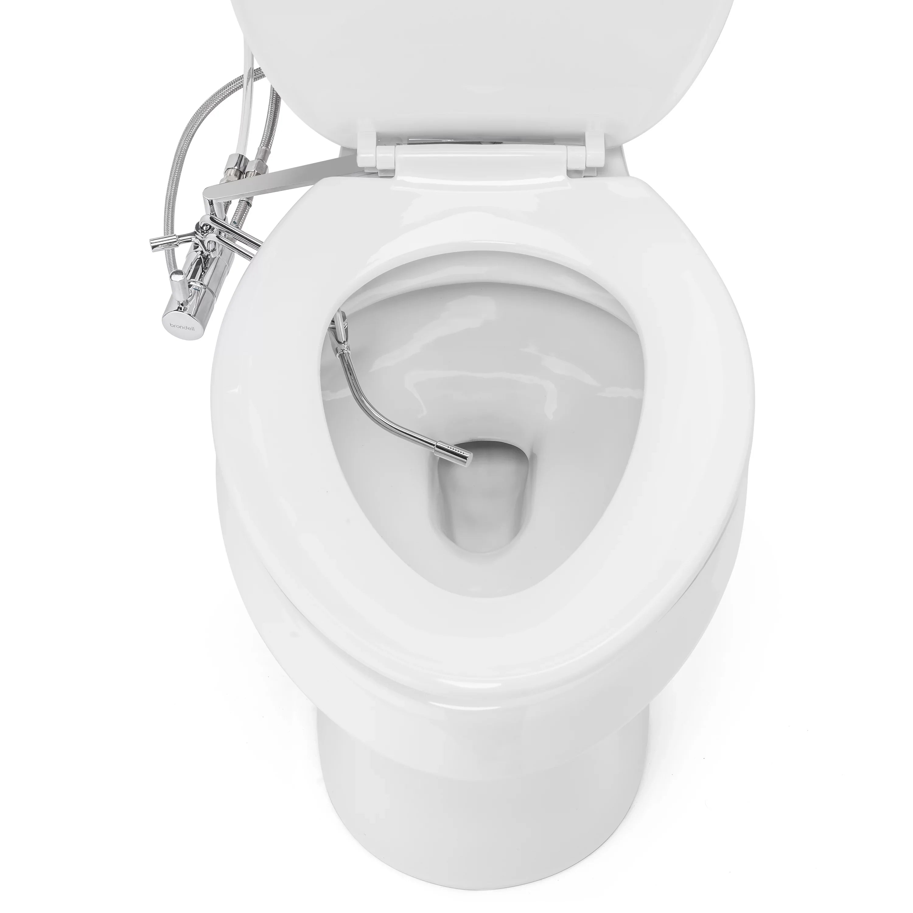Brondell Side-Mounted All Metal Attachable Bidet with Adjustable Spray Wand, Dual Temperature in Silver