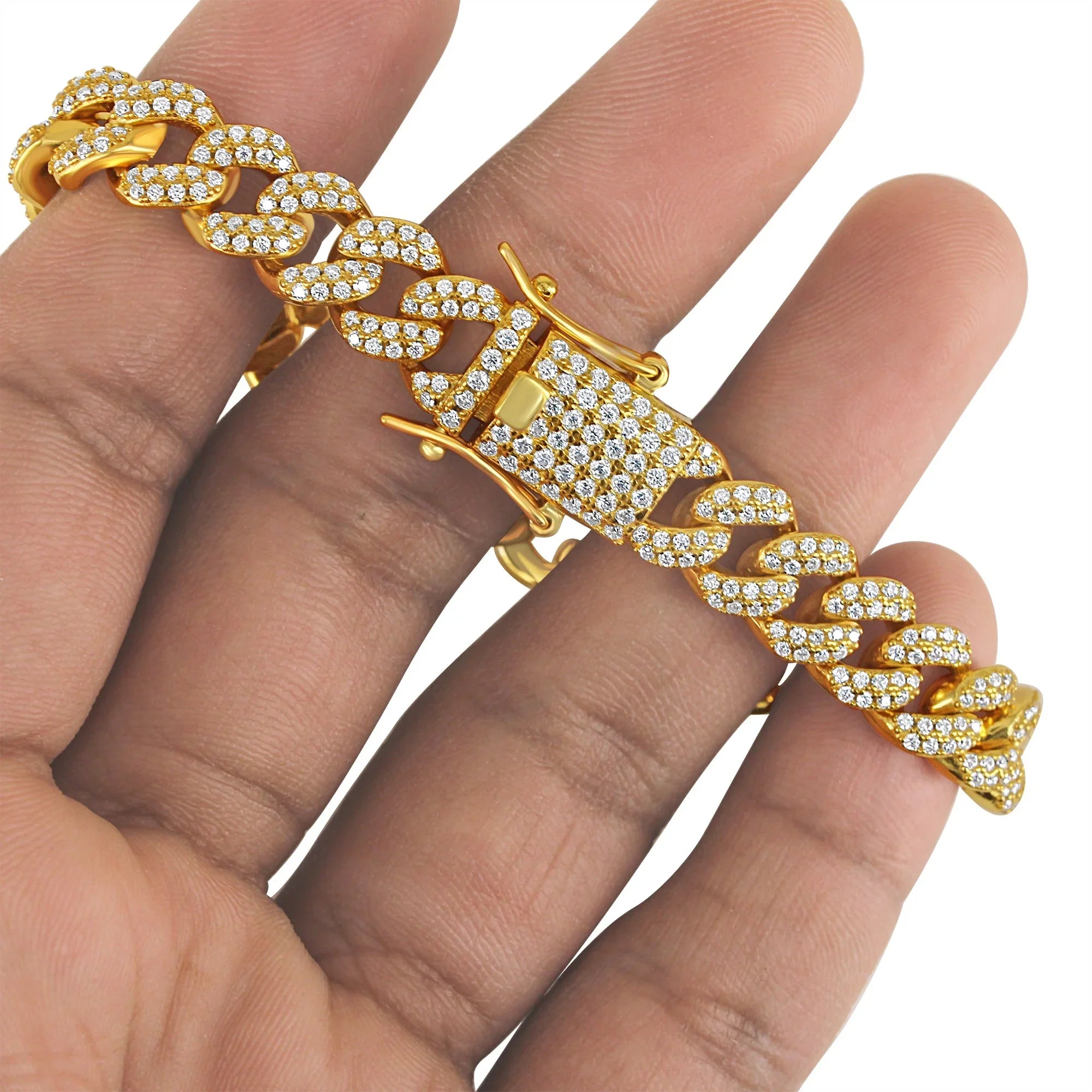 Sterling Silver Moissanite Diamond 12mm Iced Miami Cuban 8 Inch Bracelet Mens Custom Passes Diamond Tester