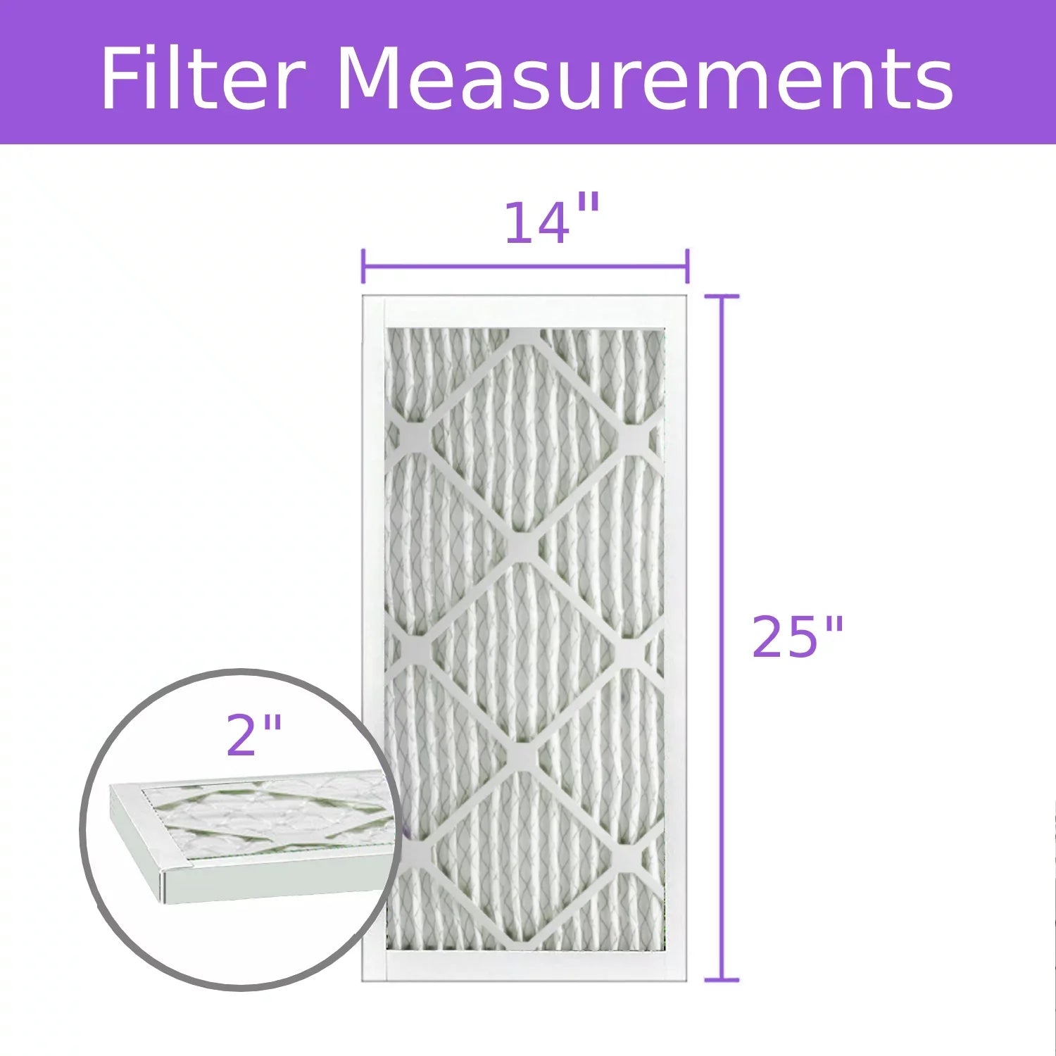 14x25x2, Purolator DMK80 Extended Surface Pleated Air Filter, Mechanical MERV 8, (6 Pack)