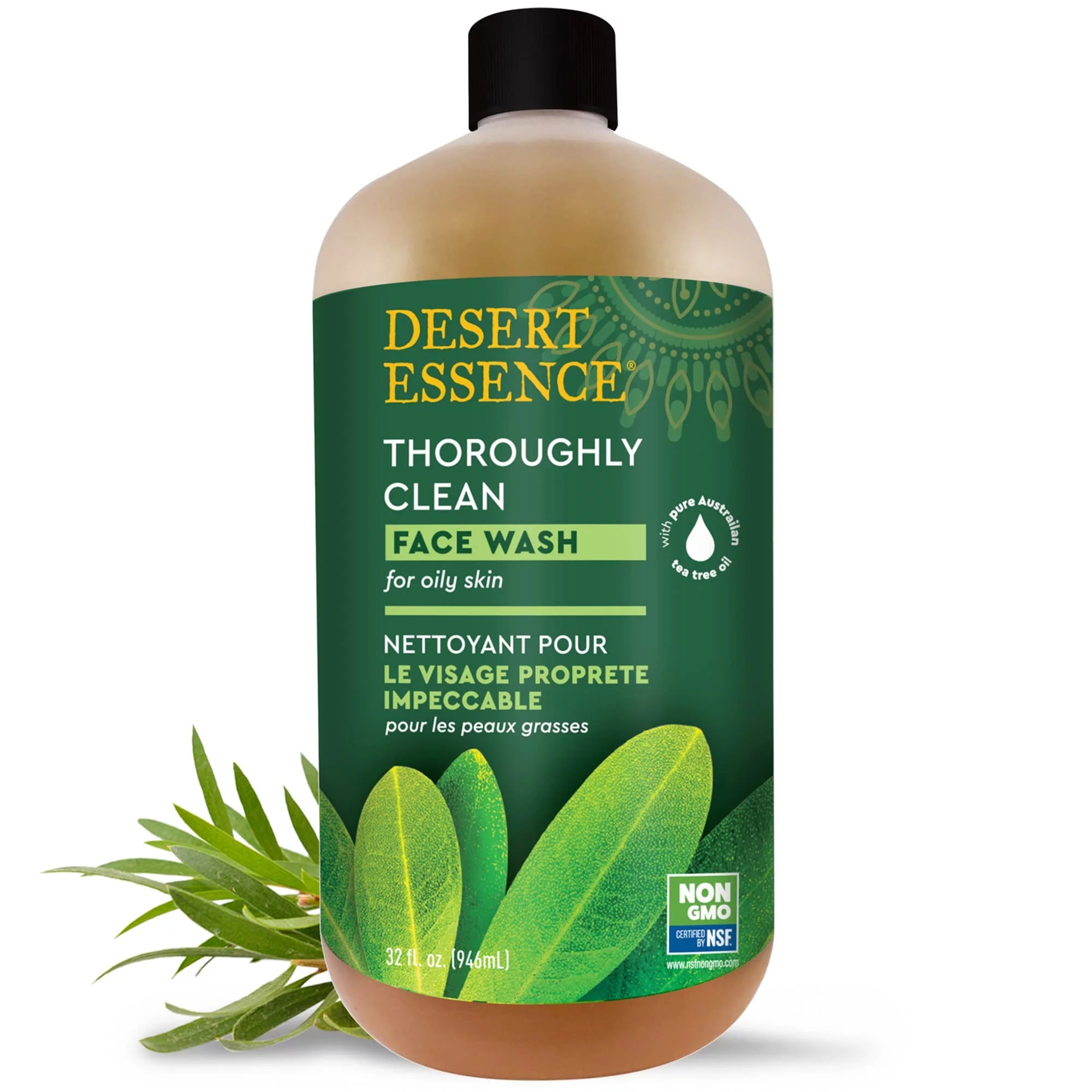 Desert Essence, Thoroughly Clean Face Wash With Tea Tree Oil, Hydrating & Non-Drying, 32 Fl Oz (Pack Of 2)