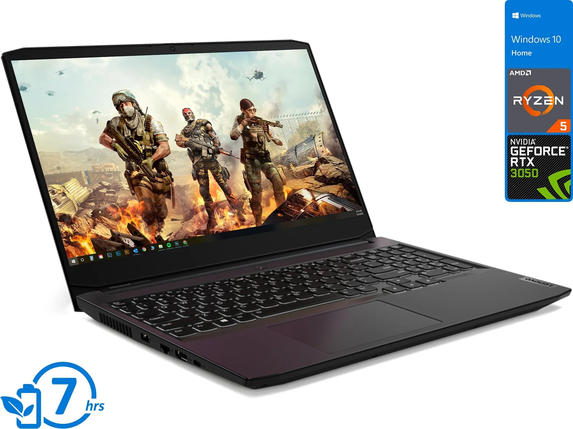 IdeaPad 3 Gaming Mobile pc 15.6" 120Hz FHD Display, Ryzen 5 5600H Upto 4.2GHz, 8GB RAM, 512GB NVMe SSD, NVIDIA GeForce RTX 3050, HDMI, Wi-Fi, Bluetooth, Windows 10 Home (82K20013US)