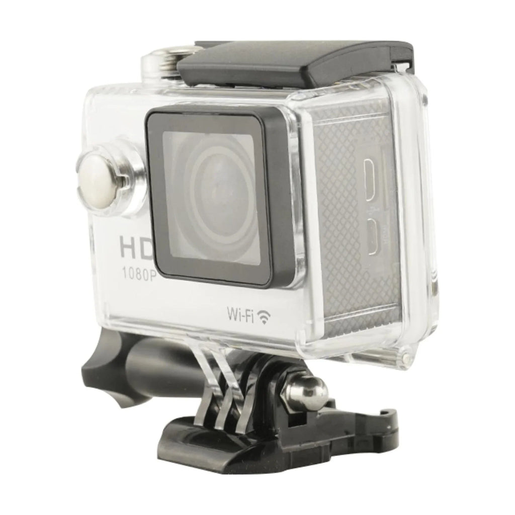 Capture Every Adventure with Our Liquid WiFi Action Camera - 1080P Video, Clear Sound Recording, and Long-lasting Silver Case