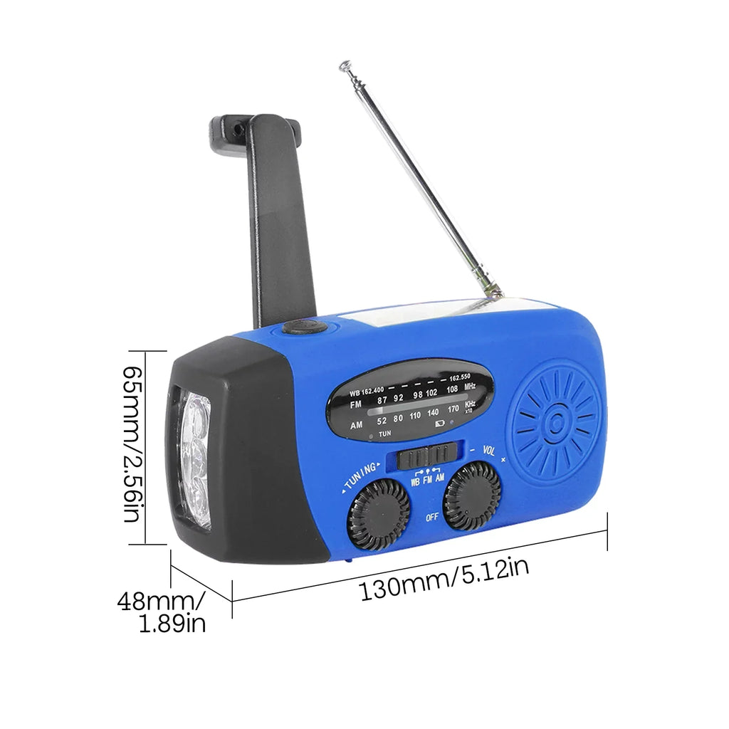 OWSOO Hand Crank Solar Weather AM / / NOAA Weather Rechargeable Portable Bank with Solar Charging & Hand Crank & Battery Operated Flashlight Cell Reading Lamp for Camping Hiking Adve