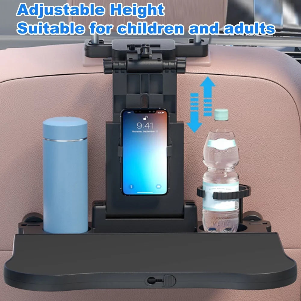Tomshoo Convenient Car Seat Travel Table, Adjustable Multifunctional Car Back Seat Tray Black