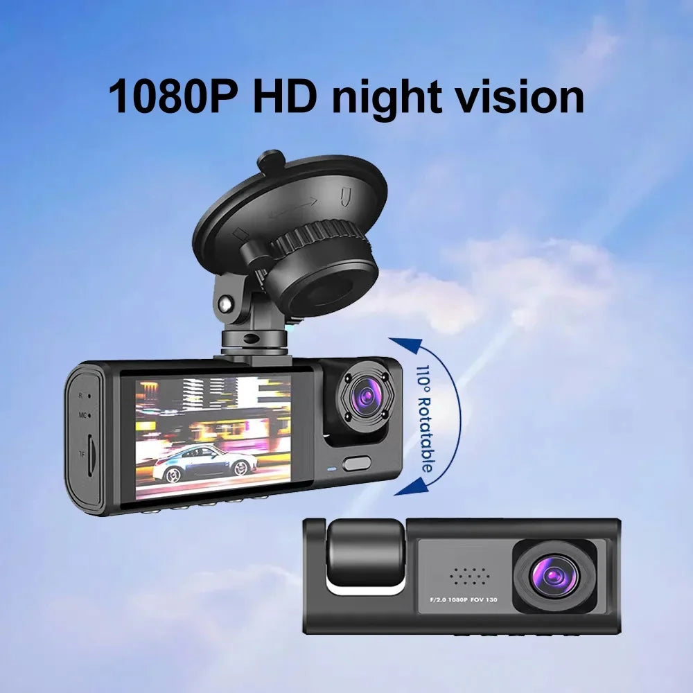 Virwir WiFi Dash Cam 1920x1080P FHD Front Inside and Rear Dash Cam Three Cam Car DVR Night Vision Loop Recording