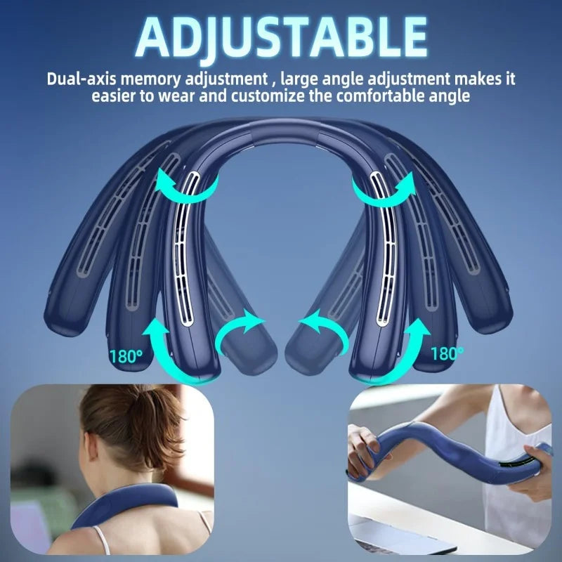 Neck Fan Personal Air Conditioner 5200mah Bladeless Cooling Neck Fan Portable Rechargeable That Blow Cold Air Neck Cooler Wearable Fan Around Your Neck For Men Women Travel Essentials
