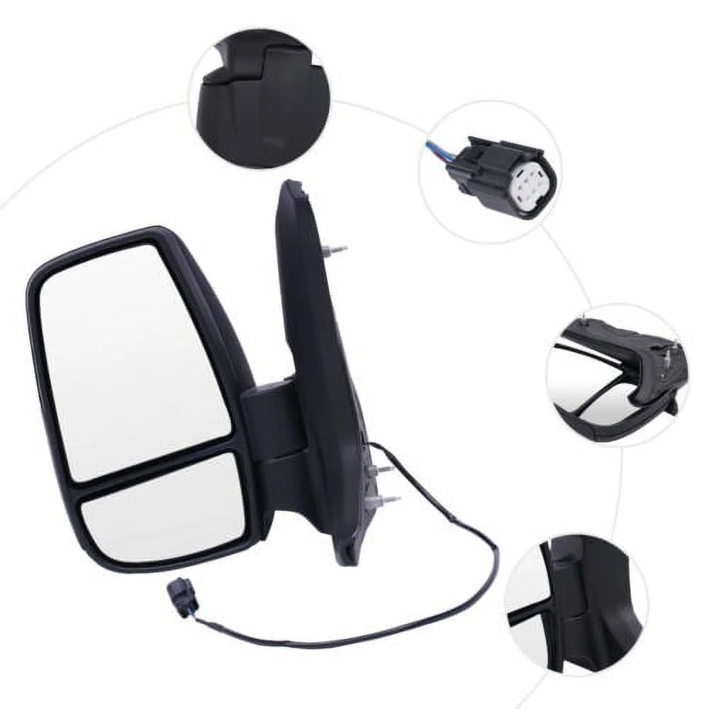 Front Left Side Rear View Mirror Black For Ford Transit 150 250 350 2015-2022