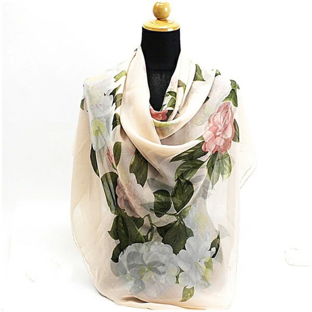 Pre-Owned Chanel Silk Scarf Muffler Stole Large Size Pink Chiffon CHANEL | Ladies (Good)