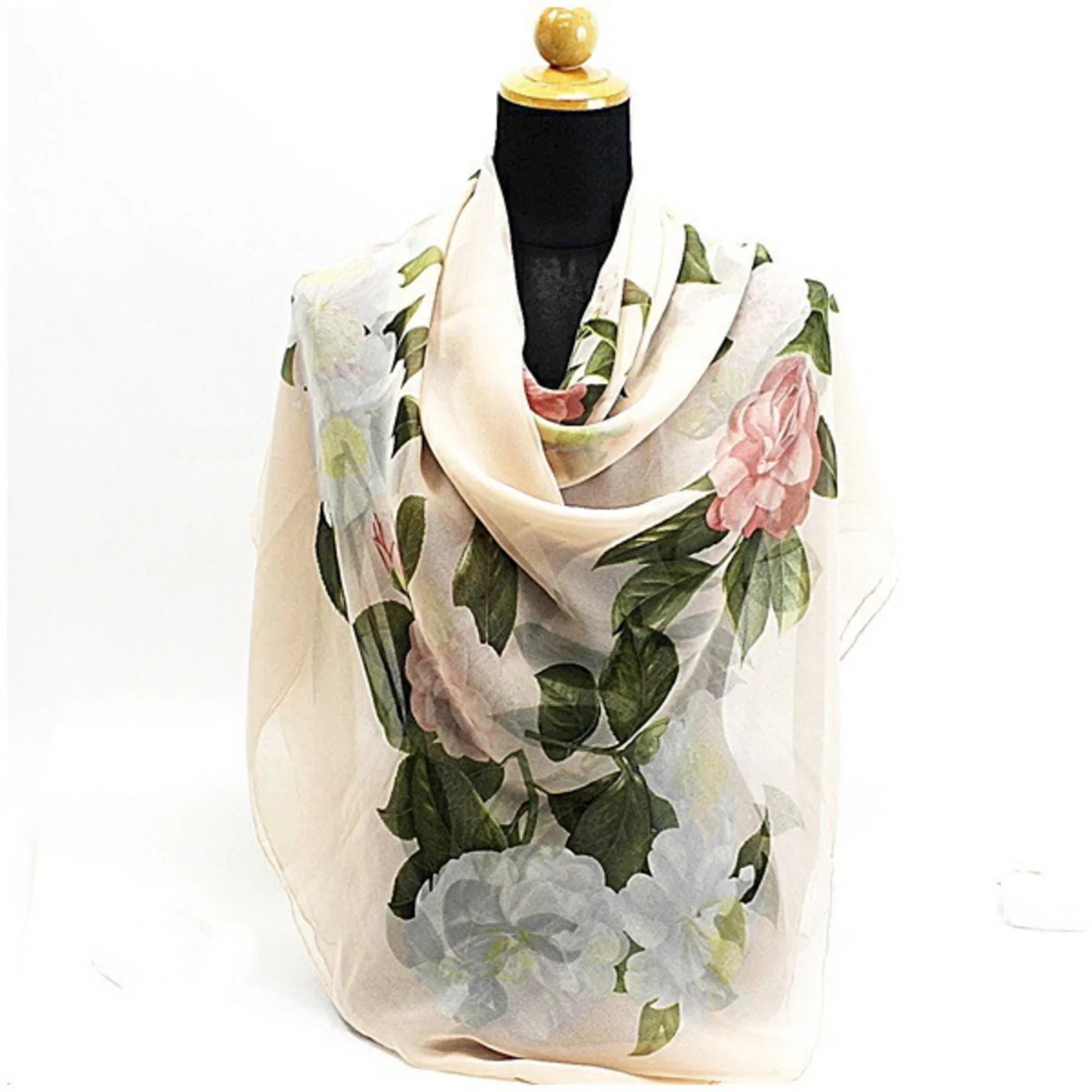 Pre-Owned Chanel Silk Scarf Muffler Stole Large Size Pink Chiffon CHANEL | Ladies (Good)
