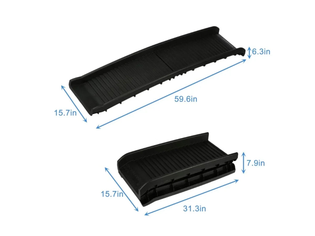 Portable Folding Dog Car Ramp, Pet Ramp Stairs Step Ladder for Large Dogs with Siderails, Non-Slip, Supports 150 lb, Easy Storage, Foldable for Truck, SUV, Bed, Boat